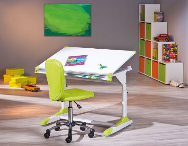 Kindertisch Schreibtisch Lerntisch 2Colorido Weiß Rosa Grün