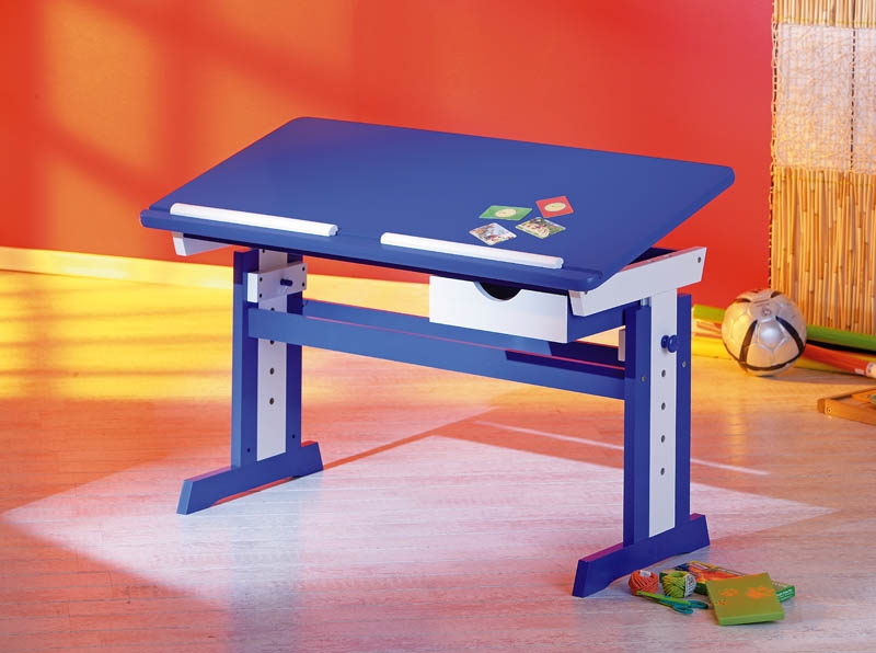 Lerntisch Tisch Schreibtisch PACO Kiefer Blau & Wei�