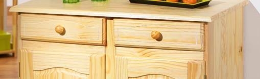 2-trg. Kommode Sideboard PAMINA Kiefer Massiv Klar Lackiert