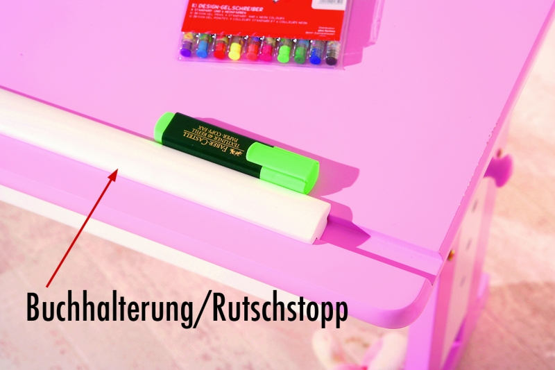 Lerntisch Tisch Jugendschreibtisch Schreibtisch CECILIA Massiv Pink & Wei�