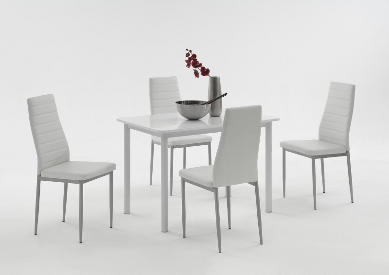 6 Stühle=Set Vierfussstuhl Stuhl Simone S 13 Kunstleder Weiß