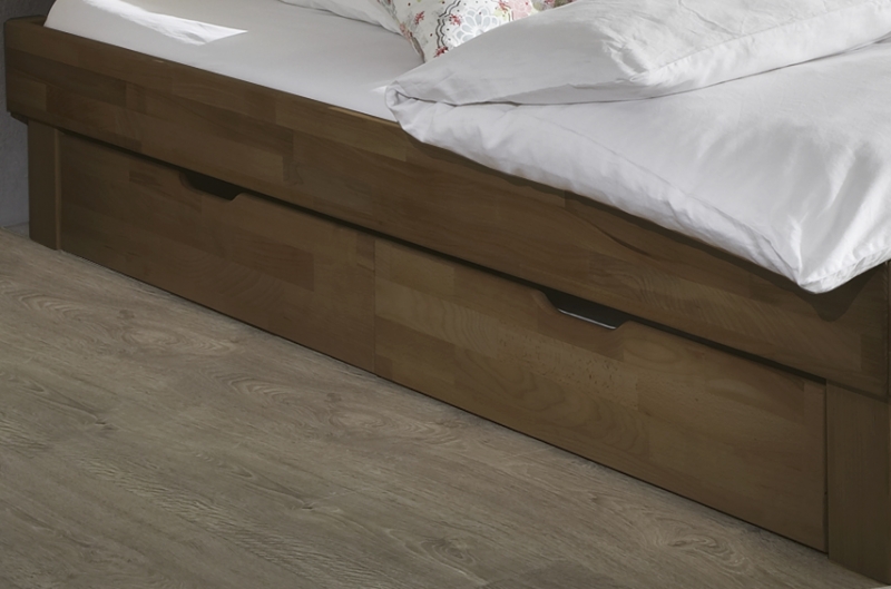 140x200 Bett Futonbett Holzbett mit Bettkasten Wildeiche Massiv Jennifer140E+BK ge�lt