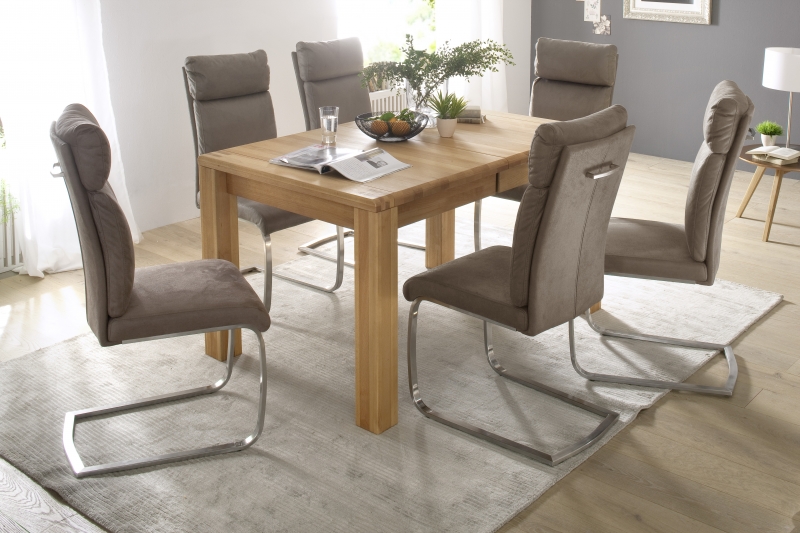 8 Freischwinger=Set Schwing - Stuhl Rabea RABE16BX Kunstleder Braun