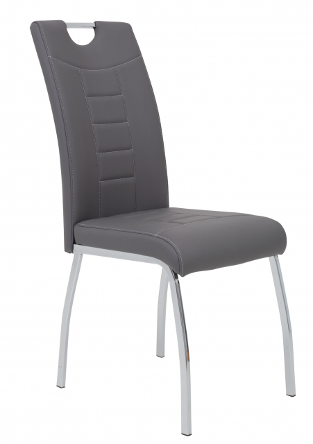 4 Stühle=Set Küchen-Stuhl, Esszimmer-Stuhl Andrea S 52 Kunstleder Grau