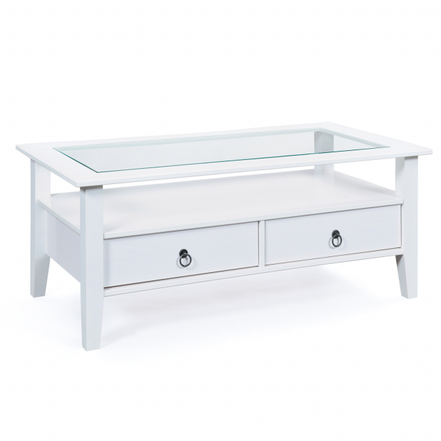 Couchtisch Stubentisch Tisch PROVENCE7 Massivholz Wei� Glas