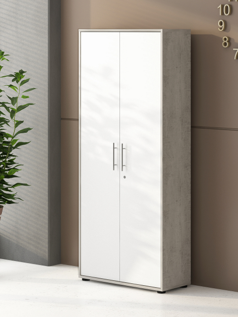 Aktenschrank Schrank 44188BO3 Beton & Wei� matt Dekor, abschlie�bar