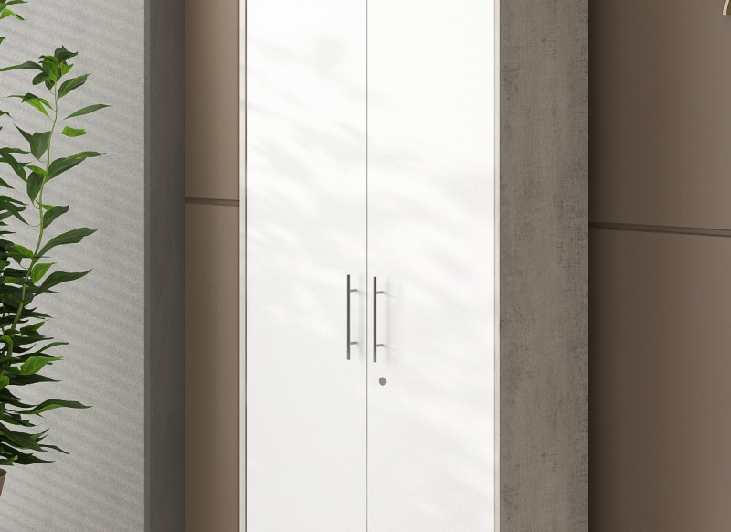 Aktenschrank Schrank 44188BO3 Beton & Wei� matt Dekor, abschlie�bar