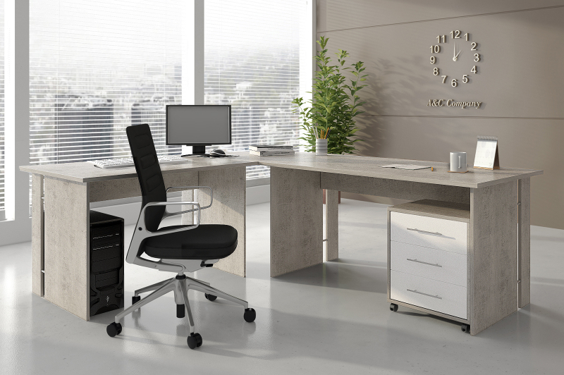 Aktenschrank Schrank 44188BO3 Beton & Wei� matt Dekor, abschlie�bar