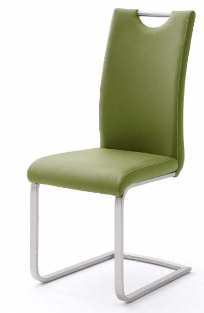 4 Freischwinger=Set Schwing - Stuhl PAULO Kunstleder Olive PAUE10OL