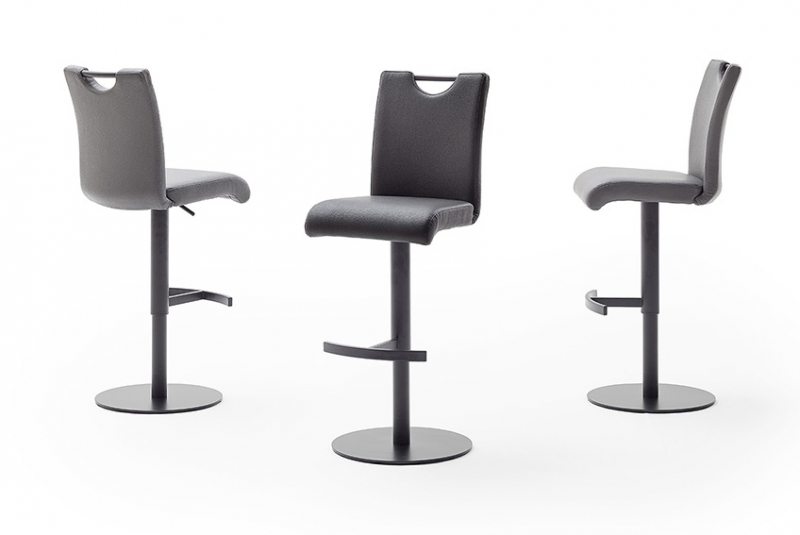 4-er SET Barhocker Hocker Barstuhl ALESI Kunstleder Grau lackiert ALSL10GX