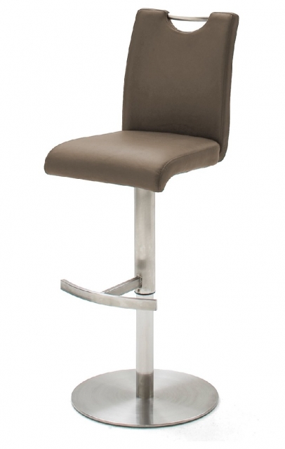 4-er SET Barhocker Hocker Barstuhl ALESI Kunstleder Cappuccino Edelstahl ALESIEPC