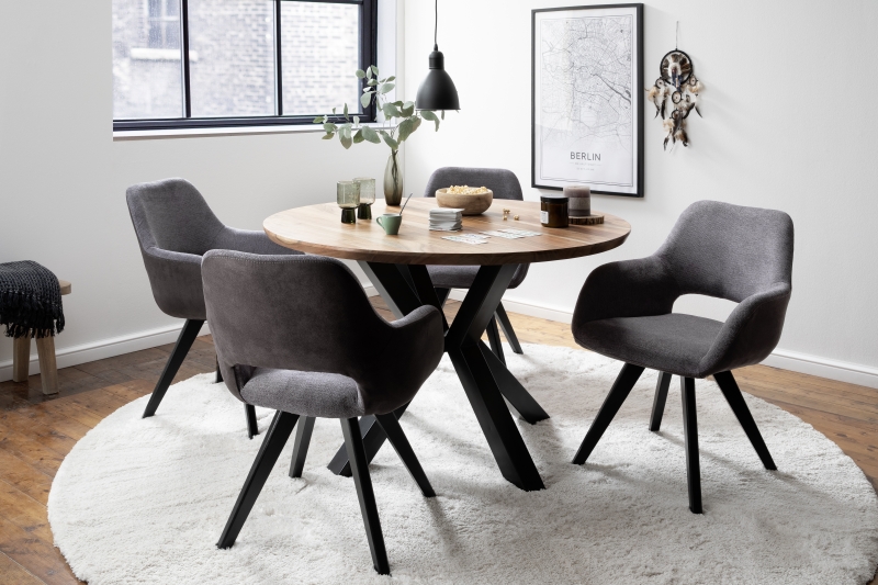 4 Armlehnst�hle=Set K�chenstuhl 4-Fu� Stuhl Cocktailsessel ASELLA Lichtgrau ASWAFALG