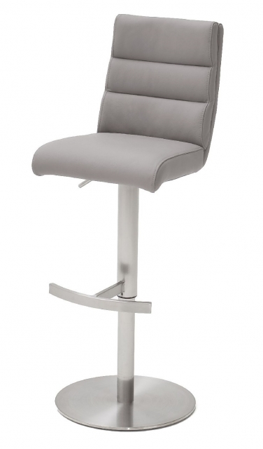 4-er SET Barhocker Hocker Barstuhl GIULIA B Nubukleder-Optik Eisgrau GBBE53EG