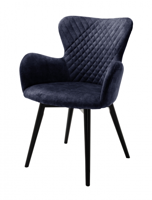 4 Armlehnstühle=Set Küchenstuhl 4-Fuß Stuhl Cocktailsessel SARANDER Nachtblau lackiert S2SAAMNB