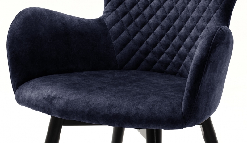 2 Armlehnstühle=Set Küchenstuhl 4-Fuß Stuhl Cocktailsessel SARANDER Nachtblau lackiert S2SAAMNB