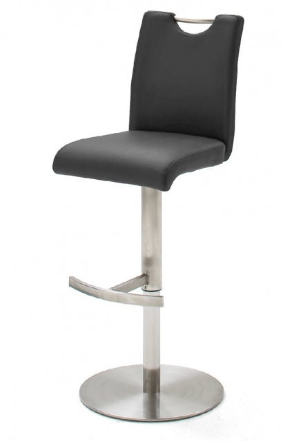 6-er SET Barhocker Hocker Barstuhl ALESI Kunstleder Schwarz Edelstahl ALESIEPS
