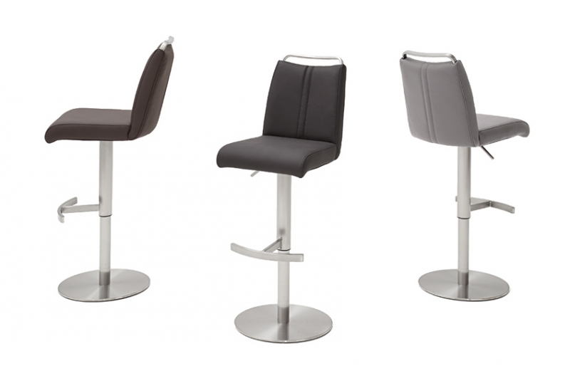 6-er SET Barhocker Hocker Barstuhl GIULIA A Echt Leder Anthrazit GBAE20AN