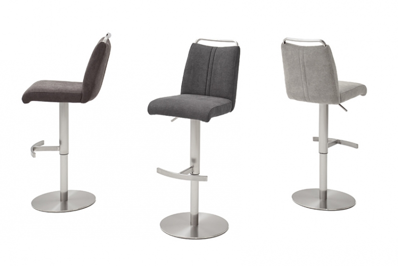 2-er SET Barhocker Hocker Barstuhl GIULIA A Feingewebe Eisgrau GBAE36EG