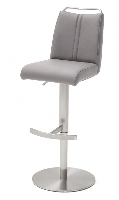 6-er SET Barhocker Hocker Barstuhl GIULIA A Nubukleder-Optik Eisgrau GBAE53EG