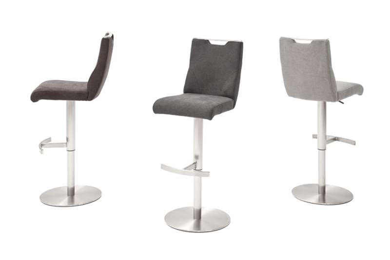 2-er SET Barhocker Hocker Barstuhl GIULIA C Feingewebe Eisgrau GBCE36EG