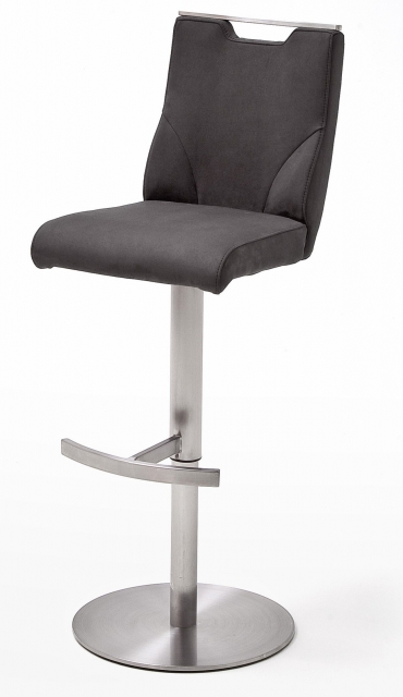 6-er SET Barhocker Hocker Barstuhl GIULIA C Nubukleder-Optik Anthrazit GBCE53AN