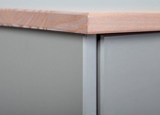 3-trg. Kommode Anrichte Sideboard LUZERNA 4.1 Grau Sepia Kiefer Massiv