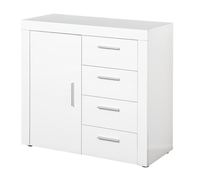 Anrichte Kommode Sideboard Stauraum Schrank CORBET 1T4S Wei� Hochglanz