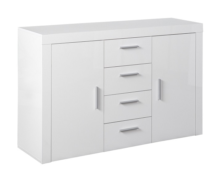 Anrichte Kommode Sideboard Stauraum Schrank CORBET 2T4S Wei� Hochglanz