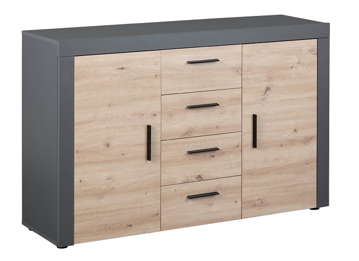 Anrichte Kommode Sideboard Stauraum Schrank CORBETO 2T4S Anthrazit Artisan Eiche NB