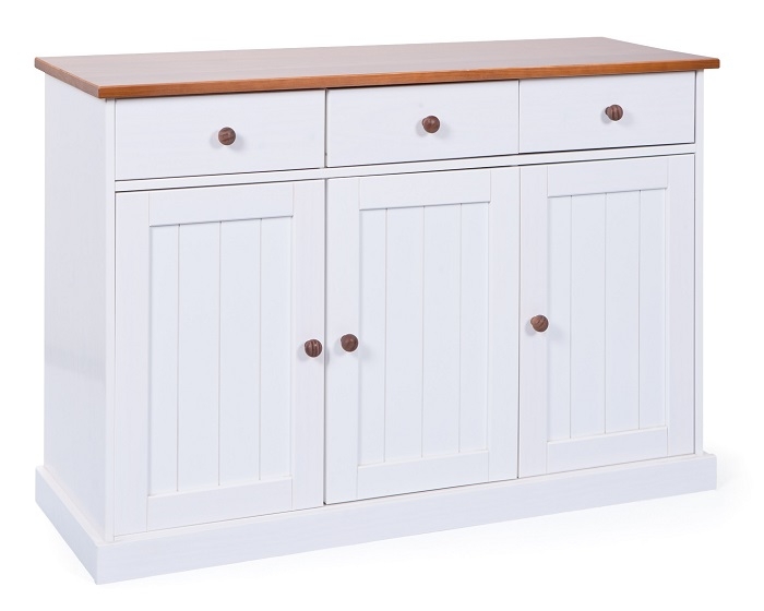 3-trg. Kommode Anrichte Sideboard WESTERLAND 4.2 FSC Wei� Sepia Braun Kiefer Massiv