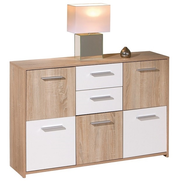 Kommode Sideboard Anrichte ELVEZIA Wei� Sonoma Eiche NB