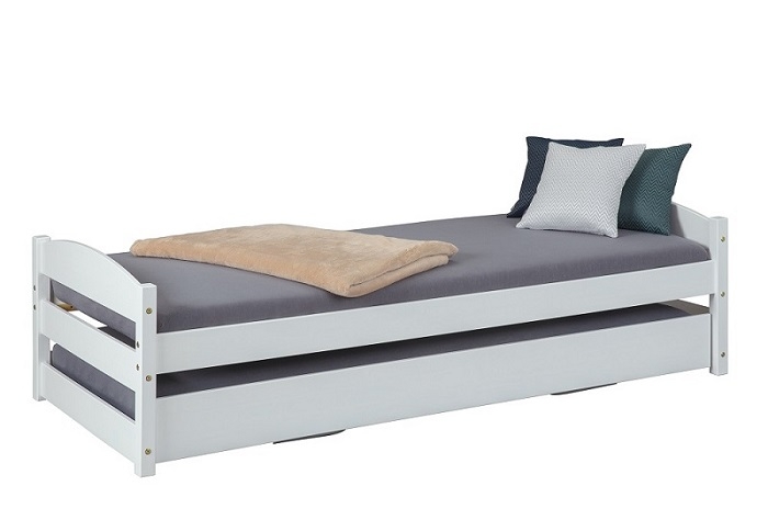 90x200 Funktionsbett Bett Gstebett Doppelliege VINDAS Wei lackiert Massivholz
