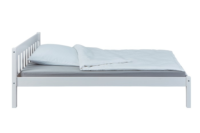 140x200 Bett Doppelbett Holzbett G�stebett Jugendbett VILMAR Massivholz Wei� Lackiert