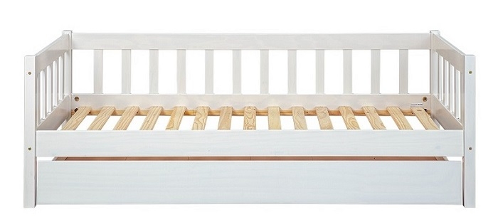 90x200cm Bett Kinderbett Holzbett Sofabett Gstebett SINTRO Wei lackiert Massivholz