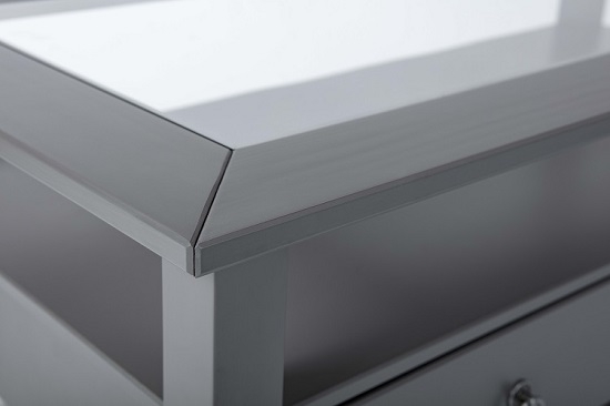 Couchtisch Stubentisch Tisch PROVENCE1 Massivholz Grau lackiert Glas