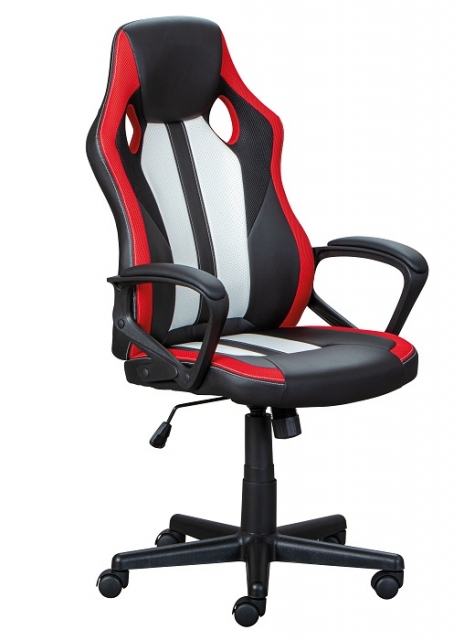 Drehstuhl B�rostuhl Schreibtischstuhl RACING FUN Schwarz Rot Wei� mit Rollen