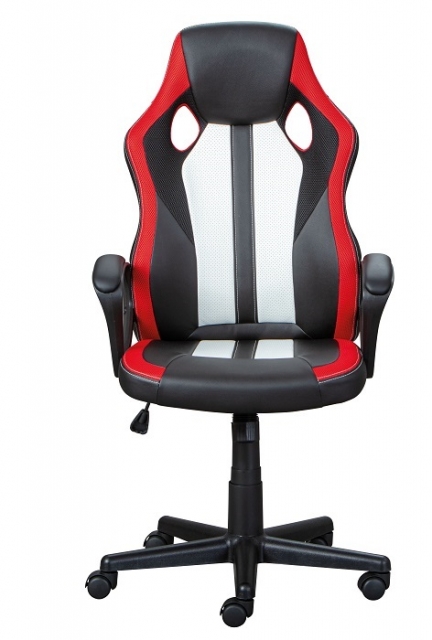 Drehstuhl B�rostuhl Schreibtischstuhl RACING FUN Schwarz Rot Wei� mit Rollen