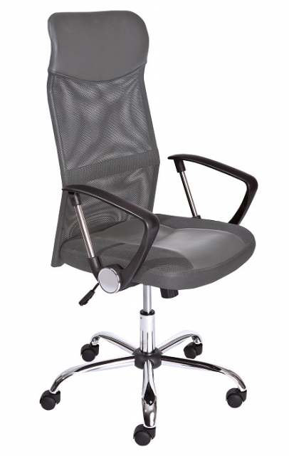 B�rostuhl Drehstuhl Schreibtischstuhl mit Armlehnen TORINO Grey Grau Kunstleder Netz