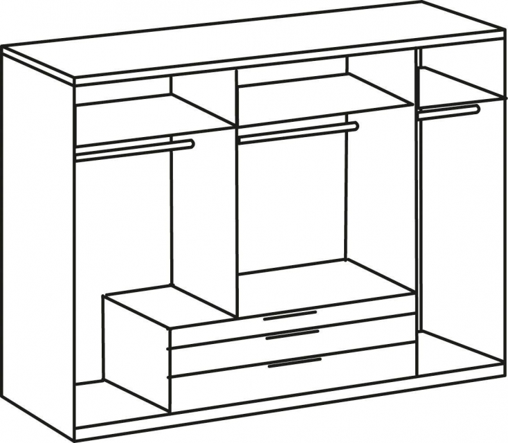 5 trg. Kleiderschrank DETROIT F99252 in Plankeneiche Nachbildung, Absetzung Raw steel + Metall