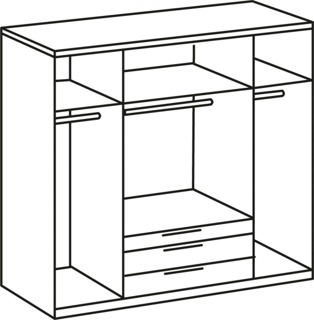 4 trg. Kleiderschrank DETROIT F99251 in Plankeneiche Nachbildung, Absetzung Raw steel + Metall, mit Spiegel