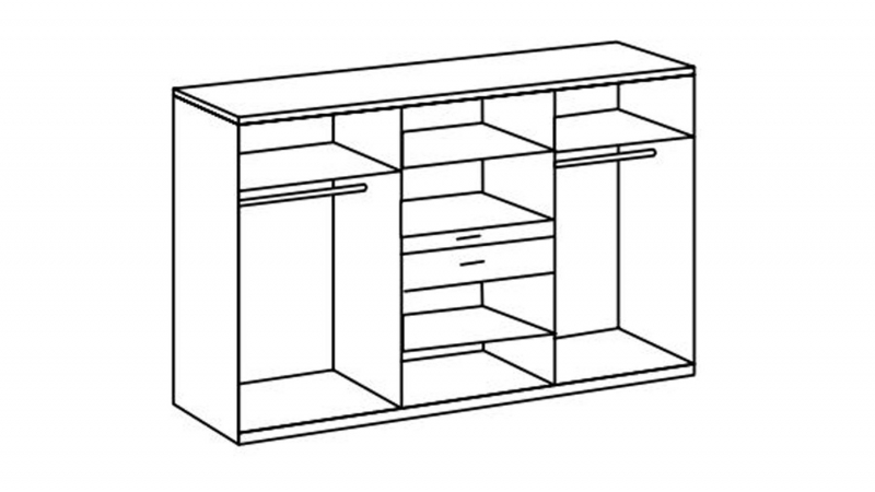 8 trg. Kleiderschrank ODESSA D20245 in Plankeneiche Nachbildung, Absetzung wei� mit Accessoire-Fach und Spiegel