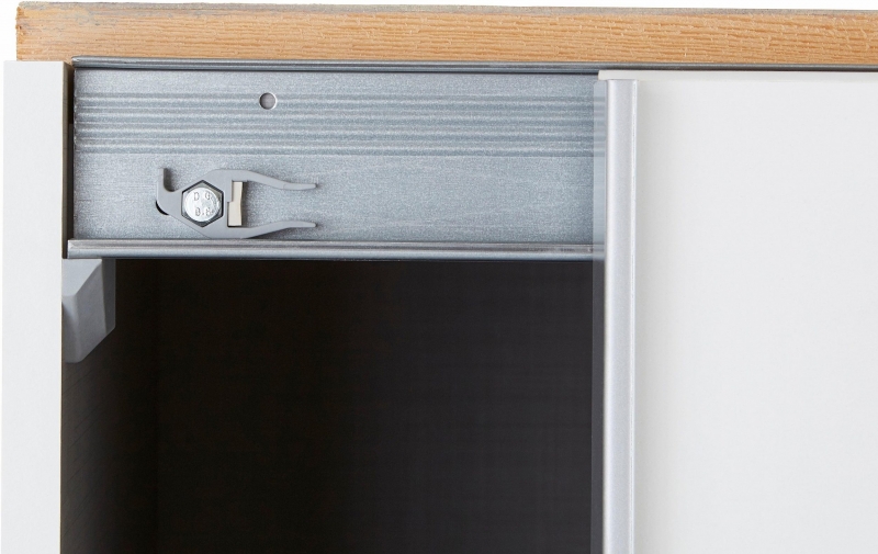 Schwebet�renschrank Kleiderschrank BERT 457 864 in Wei�, Abs. Eiche s�gerau Nachbildung 225 cm
