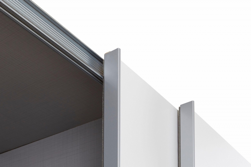 Schwebet�renschrank Kleiderschrank BERT 457 864 in Wei�, Abs. Eiche s�gerau Nachbildung 225 cm