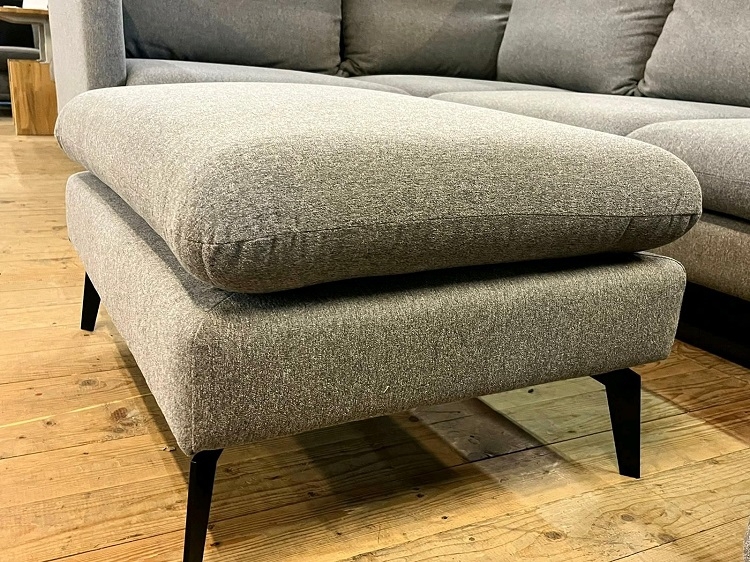Wohnlandschaft U-Form Sofa Couch BANDUIN + Hocker Struktur Hellgrau Ausstellung BÜH