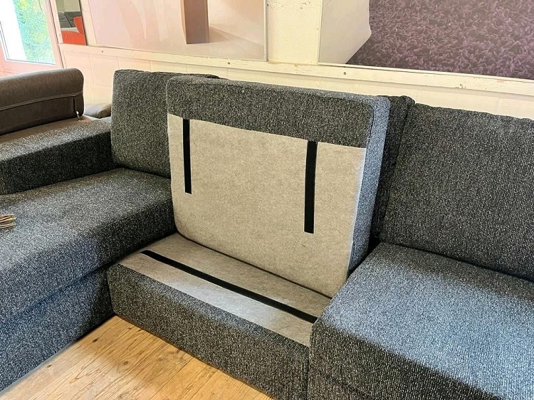 Wohnlandschaft U-Form Sofa Couch GALLERY Struktur Anthrazit meliert Ausstellung BÜH