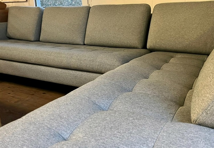 Ecksofa Polsterecke Sofa Couch MANDAL Struktur frein Hellgrau Ausstellung BÜH