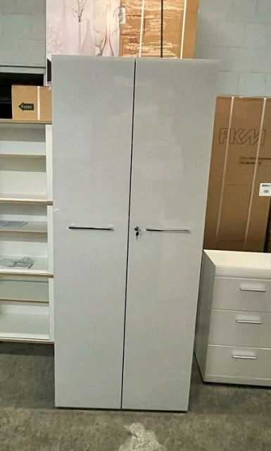 Aktenschrank Schrank abschlie�bar MONTEIRA Wei� Glas Ausstellung B�H