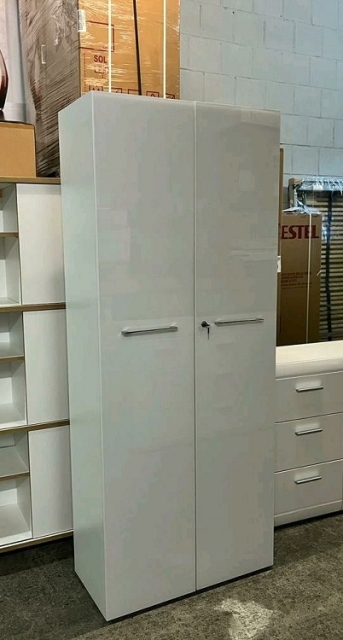 Aktenschrank Schrank abschlie�bar MONTEIRA Wei� Glas Ausstellung B�H