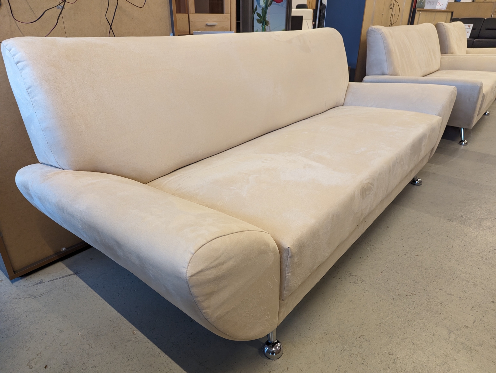 Polster Set Sofa Couch 2-er 3-er Sofa Sessel SALTARE Luxus Microfaser Alcazar creme SoPo BEV