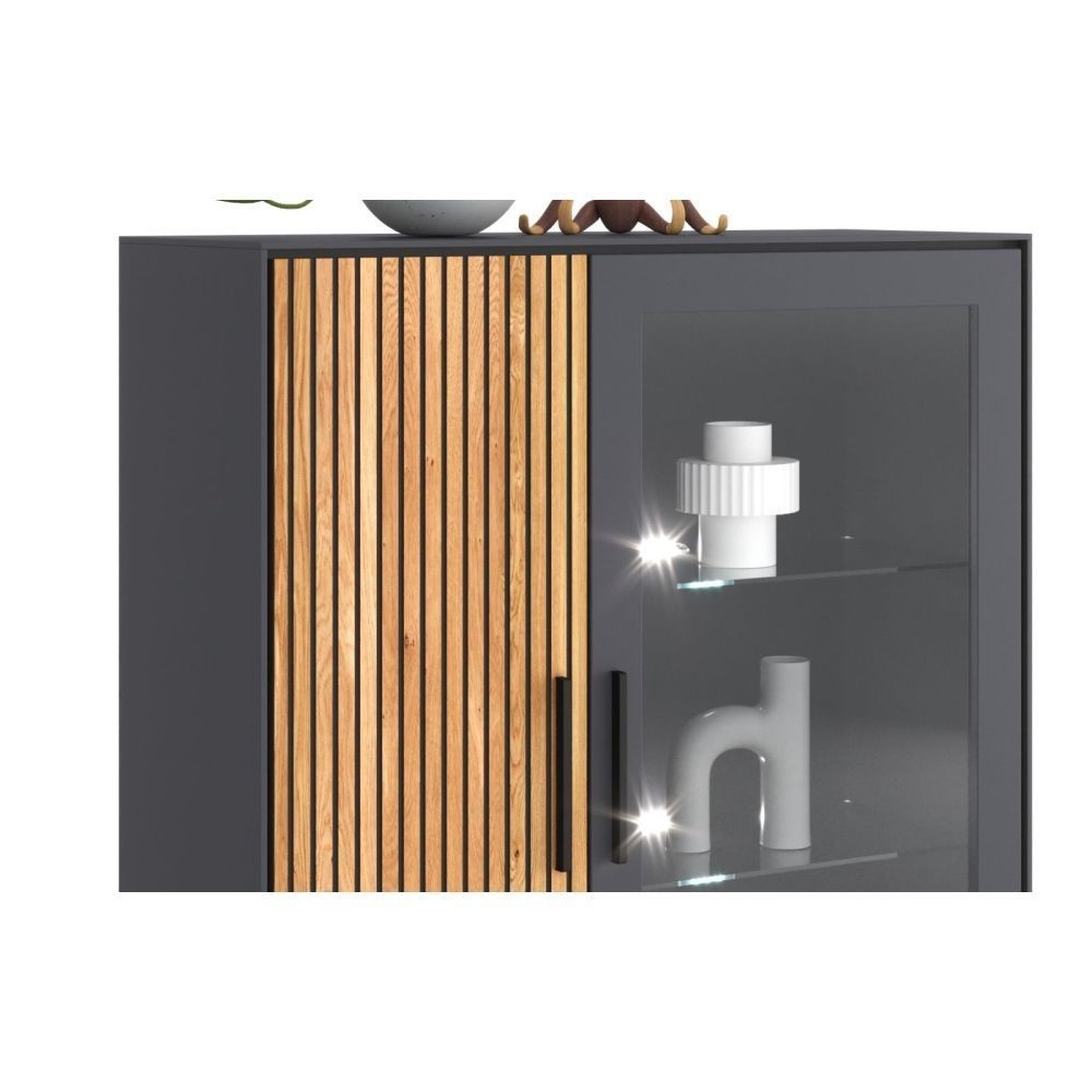 Highboard  Vitrine Kommode 3 4 0 3 Eiche teilmassiv